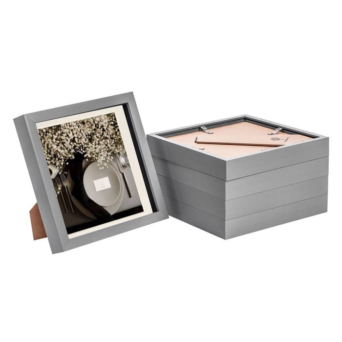 Nicola Spring Acrylic 3d Box Photo Frames With 6" X 6" Mounts - 8" X 8"  - Grey - Pack Of 5