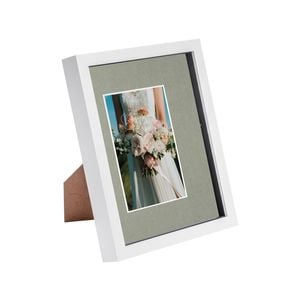 Nicola Spring 8" x 10" White 3D Box Photo Frame - 4" x 6" Mount