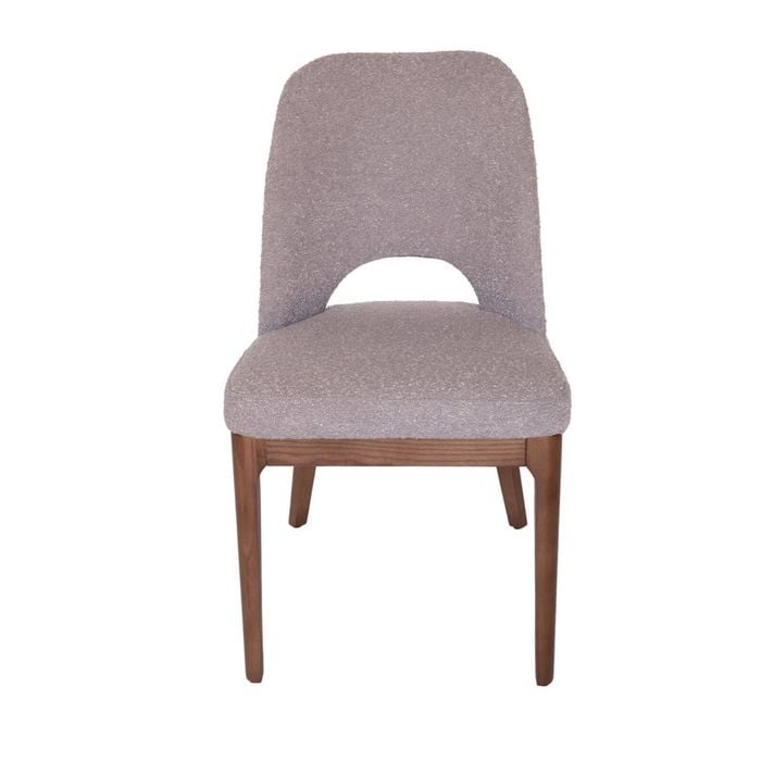 Sk Designer Living | Maribel Boucle Dining Chair | Walnut Legs - Grey Bouclé