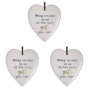 3PK LVD Ceramic Hanging 8x9cm Heart Related Only Gift w/ Hanger Ornament Decor