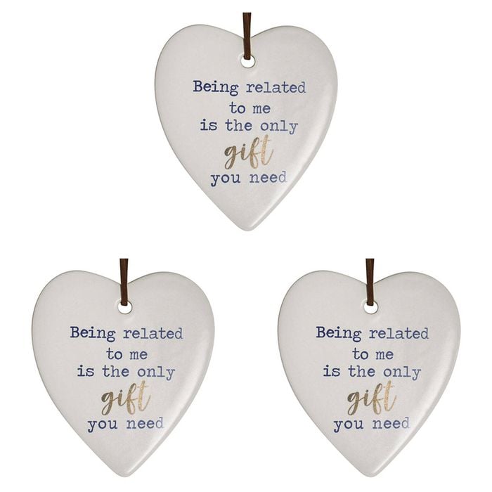 3PK LVD Ceramic Hanging 8x9cm Heart Related Only Gift w/ Hanger Ornament Decor