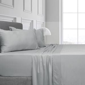 Algodon King Bed Fitted Sheet w/ 2x Pillowcases Set - Silver