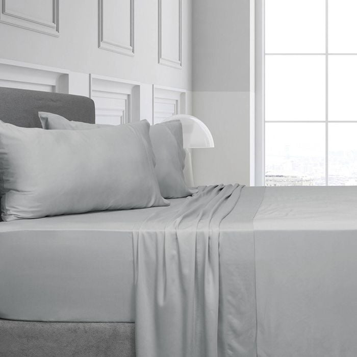 Algodon King Bed Fitted Sheet w/ 2x Pillowcases Set - Silver