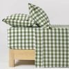 Dreamaker Lola Washed Cotton Yarn Dyed Gingham Sheet Set Olive Single