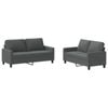 vidaXL Sofa Set with Cushions 2-Seater Sofa Couch 2 Piece Dark Grey Fabric