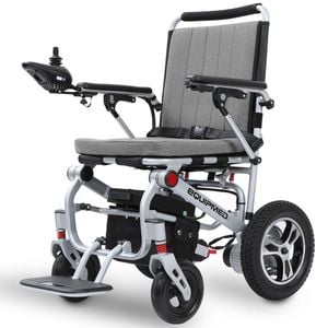 EQUIPMED Ultra-Light Power Wheelchair, Tight Turning, Airline Approved, Folding, ARTG Certified, Aluminium, Lithium, Grey