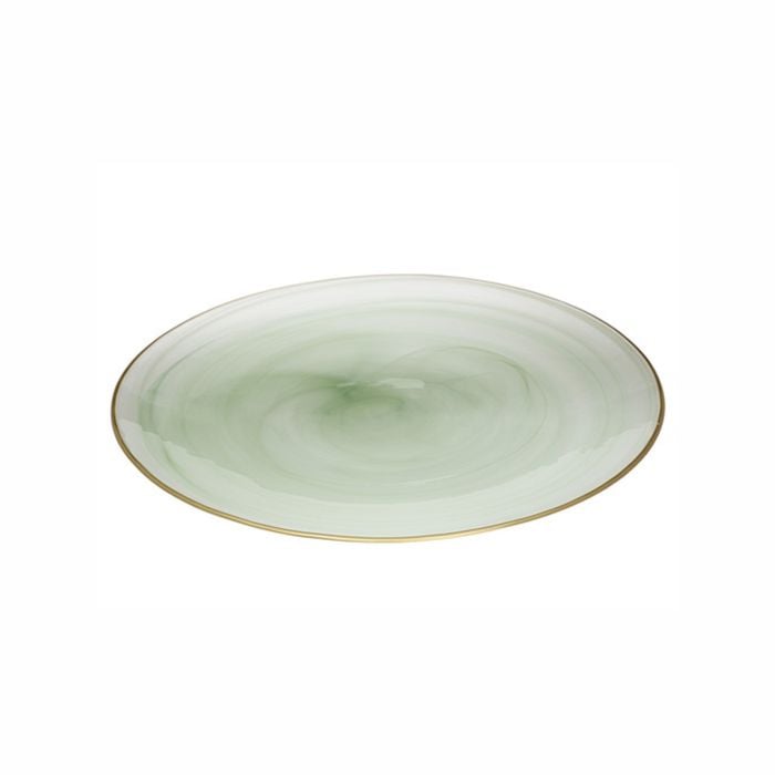 Ismay Large 33cm Round Glass Platter Tableware - Green