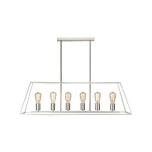 Oriel Lighting Southport.100 6-Light 100cm Urban Retro Pendant Light - Brushed Chrome 100cm