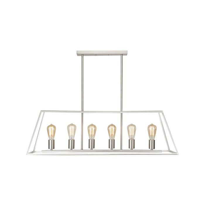 Oriel Lighting Southport.100 6-Light 100cm Urban Retro Pendant Light - Brushed Chrome 100cm