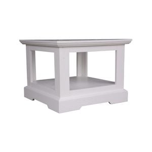 Laelia Lamp Side Table 60cm Solid Acacia Timber Wood Coastal Furniture - White