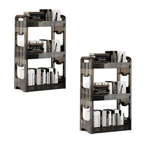 SOGA 2X 38x24cm Black 3-Tier  Bookshelf Storage Organizer