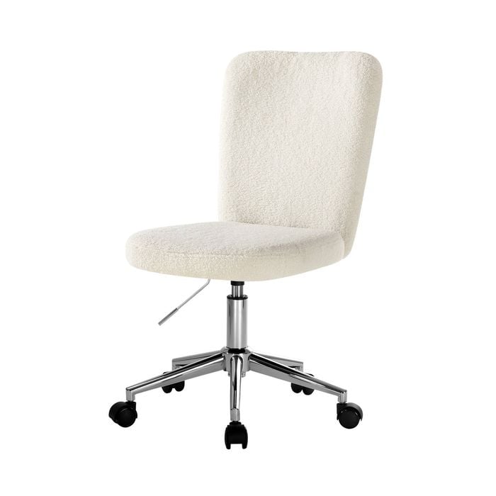 Oikiture High Back Armless Home Office Chair Boucle