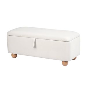 Artiss Storage Ottoman Hidden Bench Velvet Blanket Box Beige 97cm