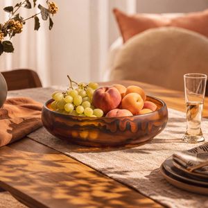 Cadence & Co. Chianti Resin Shallow Serving Bowl Amber 29x29x7cm