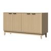 Oikiture Sideboard Buffet Storage Cabinet 4 Door Natural