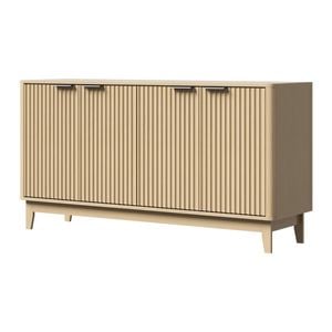 Oikiture Sideboard Buffet Storage Cabinet 4 Door Natural