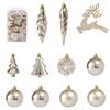 Catzon 30 Pcs Christmas Ornaments Matte Shiny Assorted Shape Shatterproof Balls for Xmas-Light Champagne