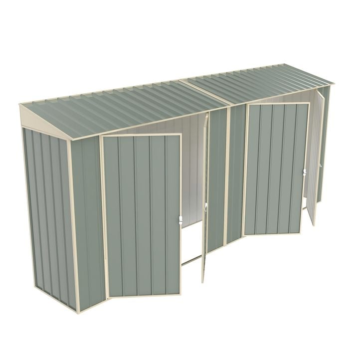 Build-a-Shed 0.8 x 4.5 x 2.0m Skillion Double Plus Double Hinged Side Doors Shed - Green