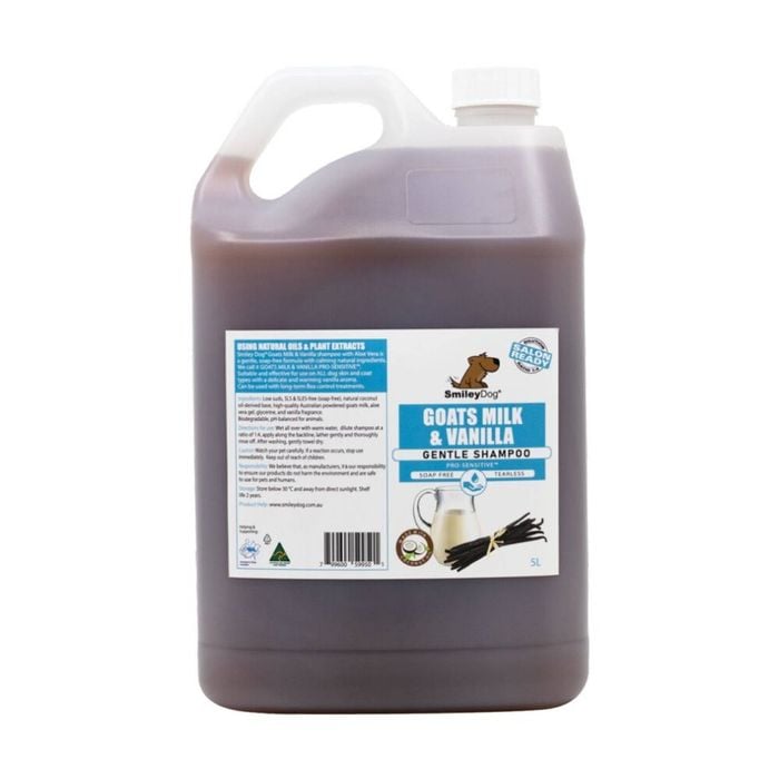 Smiley Dog Grooming Washing Care Shampoo Organic Goats Milk & Vanillapro 5L