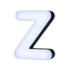 Lit Up 3D Led Letter Z Illuminated Opal Acrylic 100mmHx92mmWx23mmD