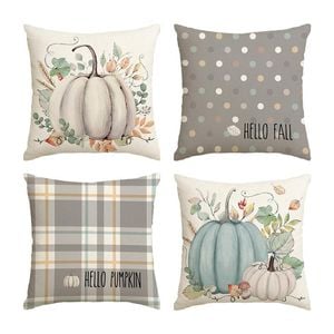 Catzon 4 Pcs Linen Throw Pillow Covers Autumn for Home