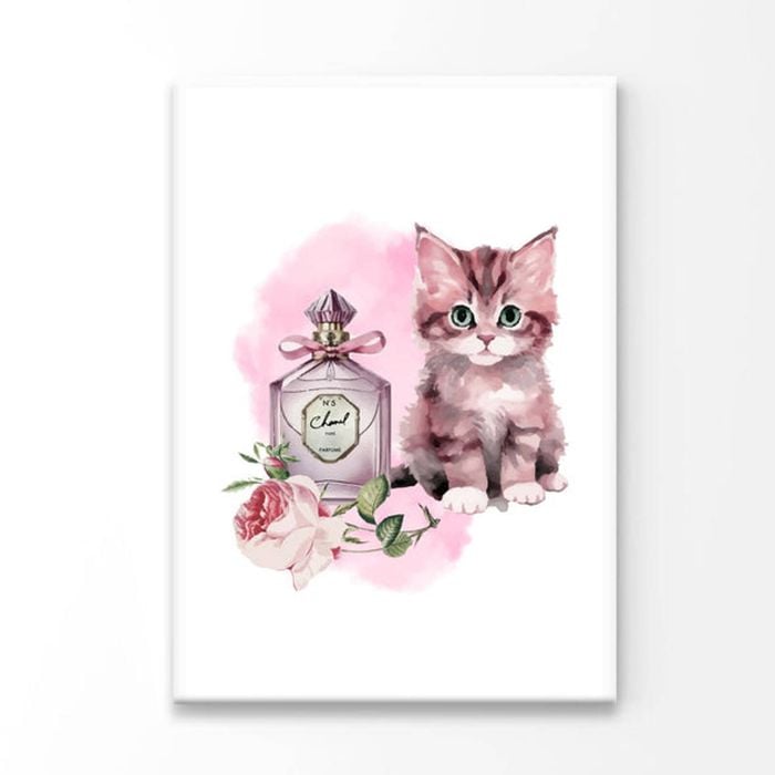 Purple Perfume with Kitty  Print 100% Australian Made 90 x 120cm  (Acrylic)