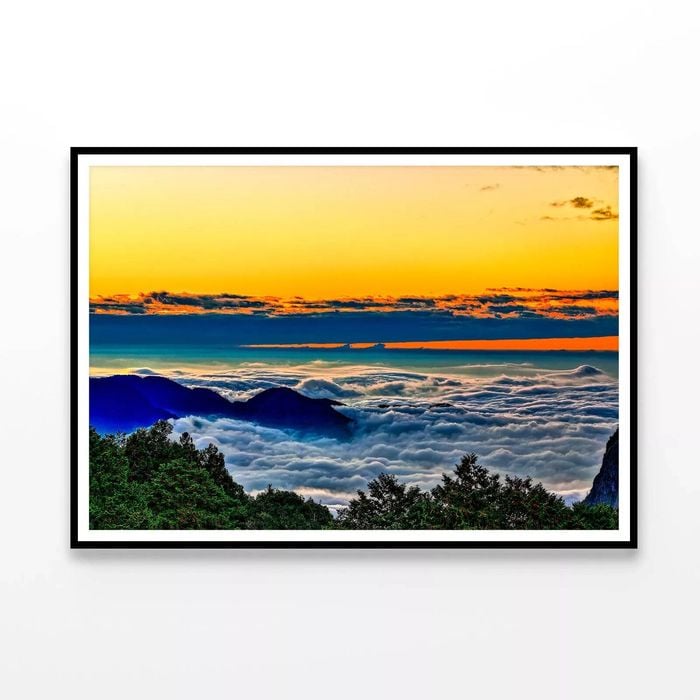 Mountain with Sunset Taiwan  Print 100% Australian Made 120x90cm  (Poster)