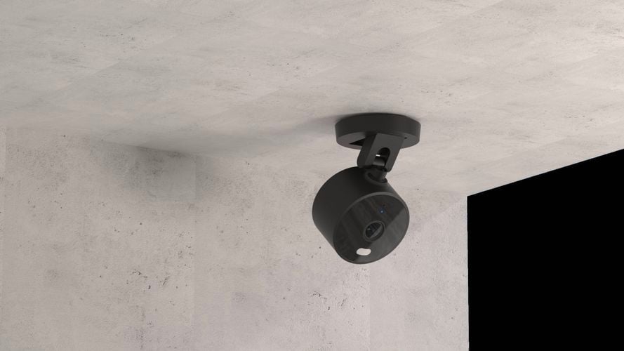 Aqara outdoor security camera mounted on a concrete ceiling