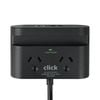 Click Fast Charging 2 Outlet Black Powerboard with USB A & C Ports and Phone holder