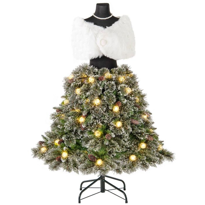 Costway Mannequin Form Christmas Tree Artificial Hinged Xmas Tree w/Shawl Necklace