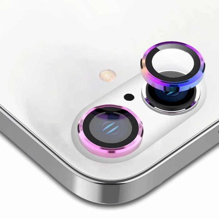 Tough On iPhone 16 / iPhone 16 Plus Camera lens Protector Tempered Glass Individual Ring Iridescent
