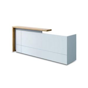 Modern Furniture ZIVA Reception Desk 2.4M with Right Panel - Oak & White