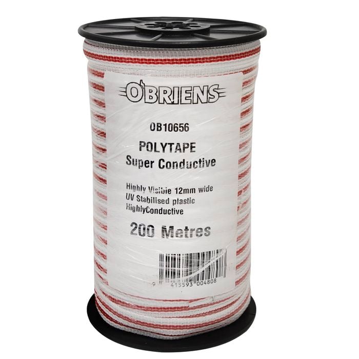 O'Briens 200m 12mm Electric Fencing Polytape