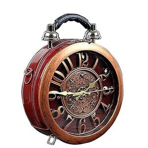 Catzon Clock Crossbody Purse For Women Pu Leather Steampunk Messenger Bag-red