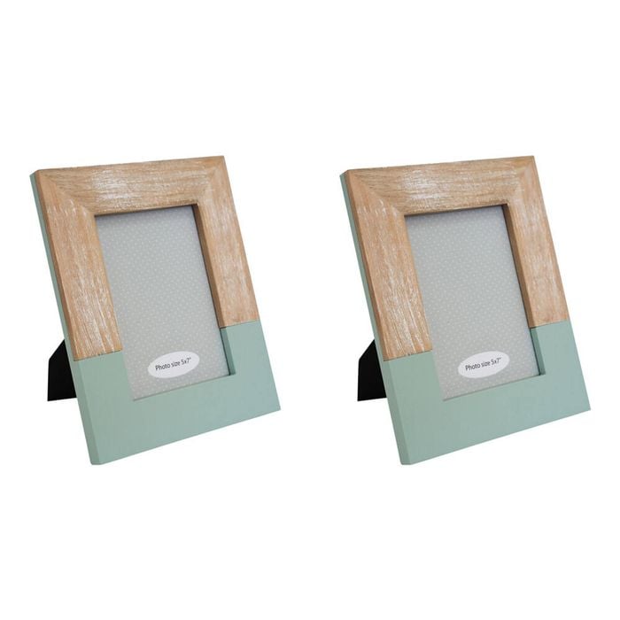 2PK LVD Pinewood Modern Glass Photo/Picture Frame 5x7 20.5x2x26cm Sage