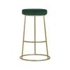 Kylo velvet barstool with gold legs - Green