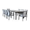 Oro 9pc Set Outdoor Dining Extension Aluminium Table 8 Chair Charcoal