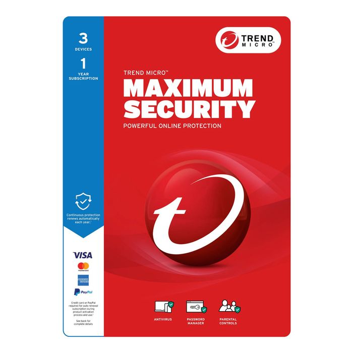 Trend Micro Maximum Security Add-on - Subscription - 3 Device - 1 Year - Licence Card - PC, Mac, Handheld