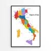 Italy Map with Regions and Main Cities  Print 100% Australian Made 60x90cm  (Poster)
