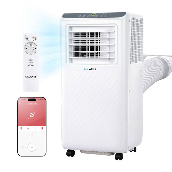 Devanti 3-in-1 Portable Air Conditioner Dehumidifier Fan WiFi Remote 7000BTU