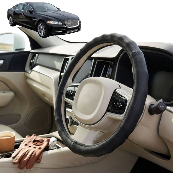 Australian Goose Steering Wheel Cover for Jaguar XJ 2010 - 2021 (Long Wheel) Circle Black