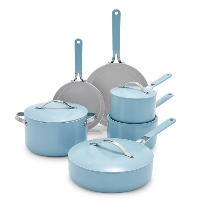11pc Greenpan Greenlife Dream Cookware Set Ceramic Non-Stick Blue Haze