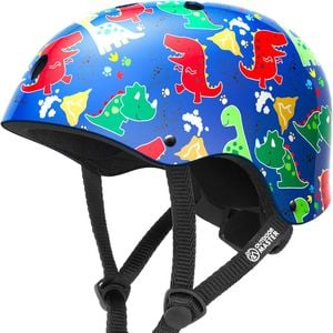 OutdoorMaster Youth & Kids Bike Helmet - Adjustable Multi-Sports Skateboard Helmet with Removable Liners Dino Volcanoland-Small