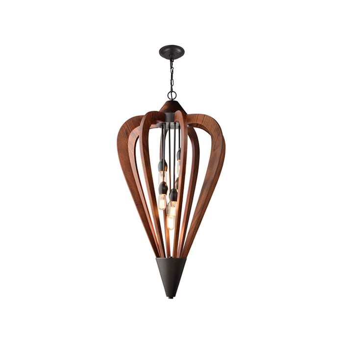 CLA Lighting SENORITA Tuscan Coffee Cherry Wood Pendant Light - 6-Lit