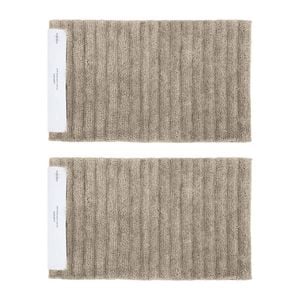 2PK Algodon Polyester Lawson Plush Bath Mat Taupe 50x80cm