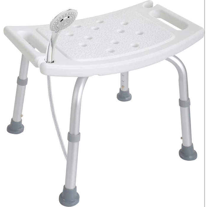 Altus Adjustable Shower Chair Stool Aluminium Frame Shower Bench Seat - White