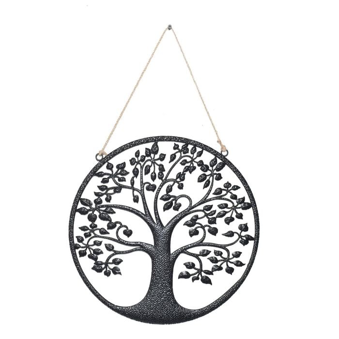 P&P 40×1.27×40cm Metal Black Tree of Life Wall Decor, Modern Artistic Home Accent for Living Room or Bedroom