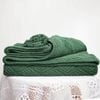 CottonMore New Acrylic Chenille Tassel Knitted Blanket Bed Sofa Throw Rug 130x160cm - Dark Green