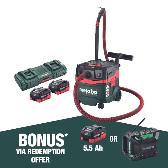 Metabo 36V (2x18V) 20Ltr Wet & Dry L-Class Vac Kit - AU60207200 ...