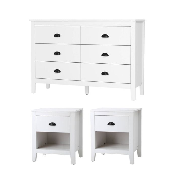 Oikiture 6 Chest of Drawers and 2 Bedside Tables Vintage